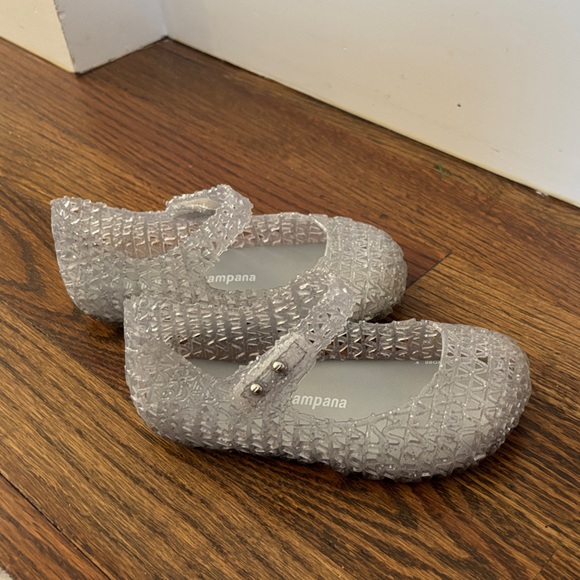 Mini Melissa Campana Kids Glittery Silver MaryJane Flats - Picture 4 of 7